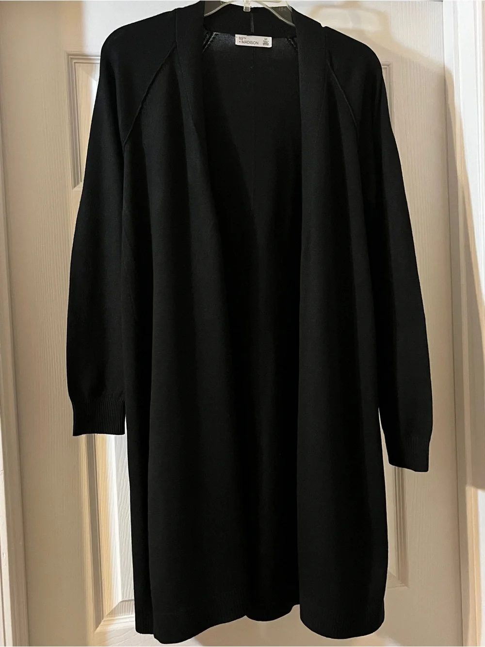 89th + Madison Black Open-Front Longline Duster Cardigan (S)